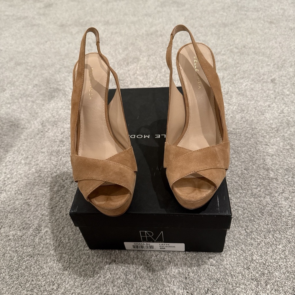 Pelle Moda Tan Stiletto Slingback Heels